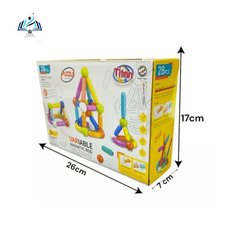 Blocs de Construction Magnétiques – 28 Pièces Colorées pour Enfants